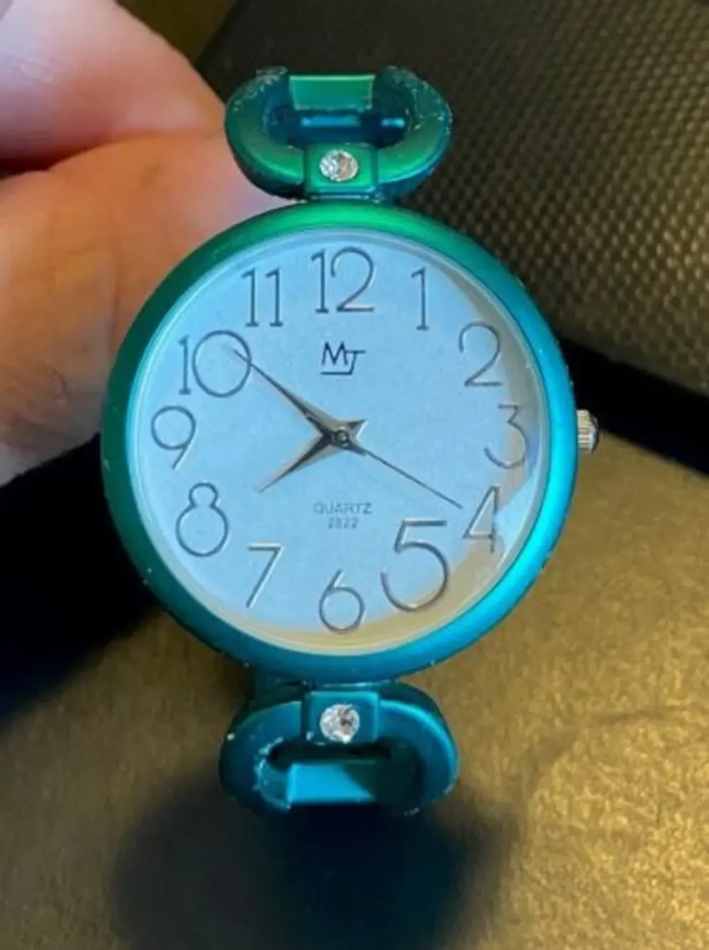 Women's MT Quartz Watch, Metallic Green Snap Shut Bangle Bracelet